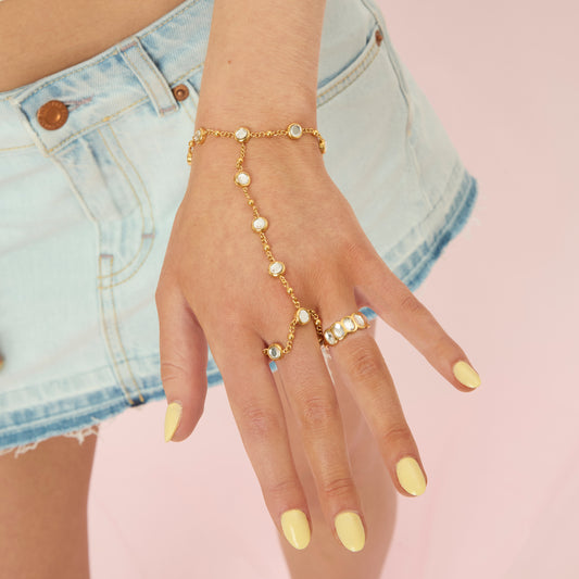 Tshenolo Hand Chain Crystal & Gold