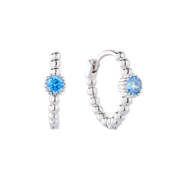 Nadine Silver Turqouise Huggie Earrings