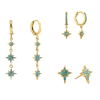 The Romilly, Cosima Huggie & Cosima Stud Set – Gold & Turquoise