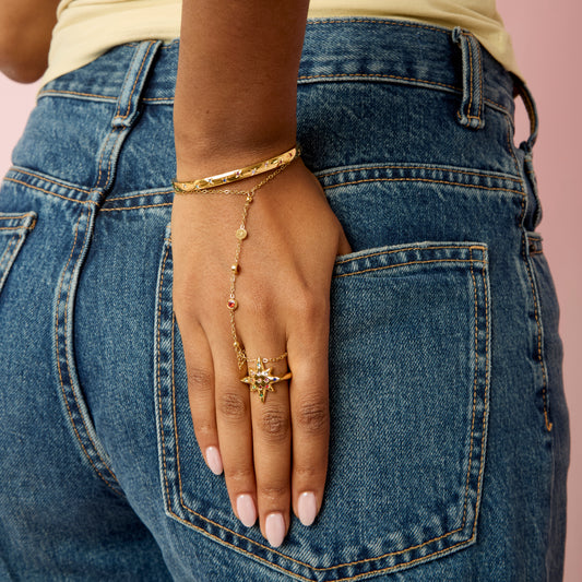 Willow Gold Rainbow Chunky Star Ring SIZE N