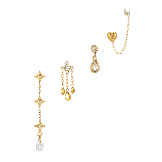 Yasmine Gold Crystal Droplet Earring Stacker Set