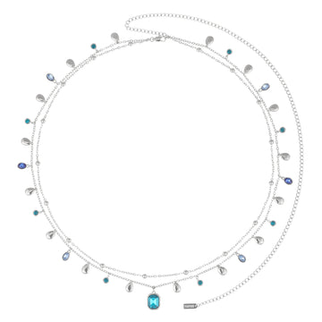 Ysabelle Silver Blue Double Droplet Stacking Belly Chain