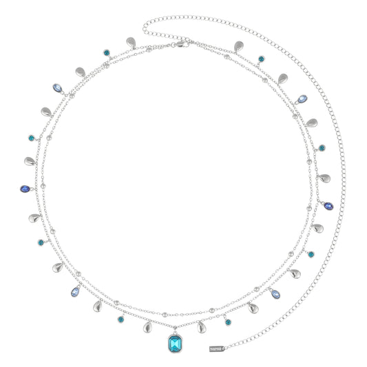 Ysabelle Silver Blue Double Droplet Stacking Belly Chain