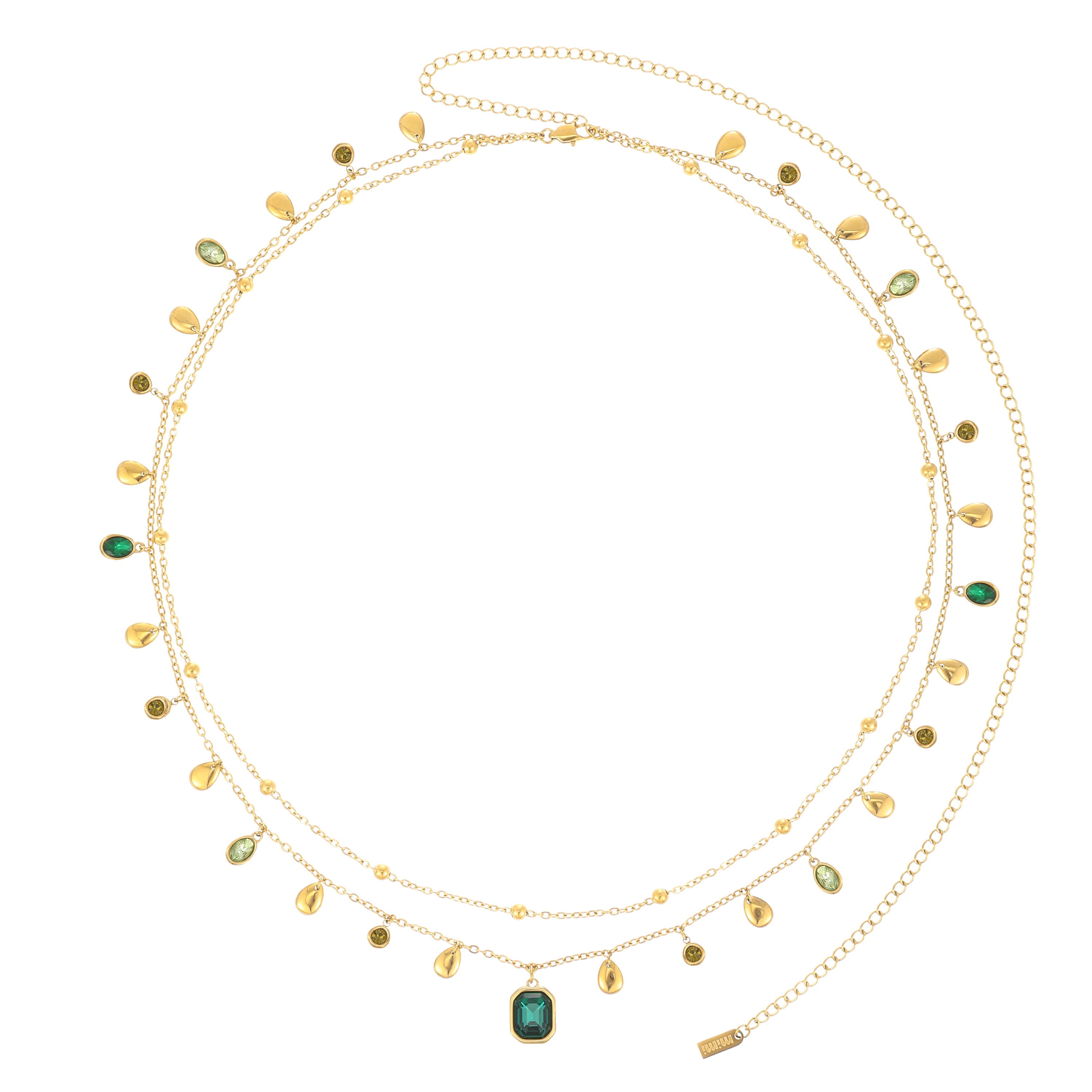 Ysabelle Gold Green Double Droplet Stacking Belly Chain – Bijoux