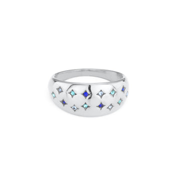 Isabel Silver Multi Blue Chubby Star Ring