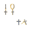 The Camilla Cross Huggie & Camilla Cross Stud Set – Gold & Blue