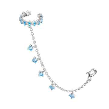 Millie Silver Turquoise Chunky Ear Cuff & Droplet Chain
