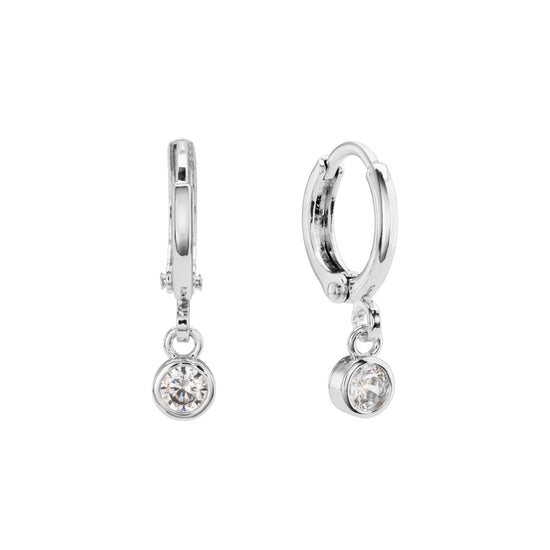 Molly Silver Crystal Huggie Hoops