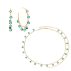 The Faiza Hoops & Ivy Belly Chain Set – Gold & Turquoise