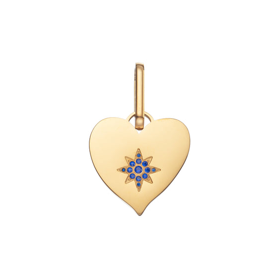 Millie Heart Pendant Charm - Gold Blue