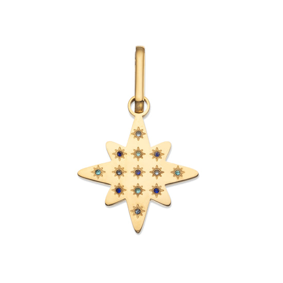 Aleena Star Pendant Charm - Gold Multi-Blue