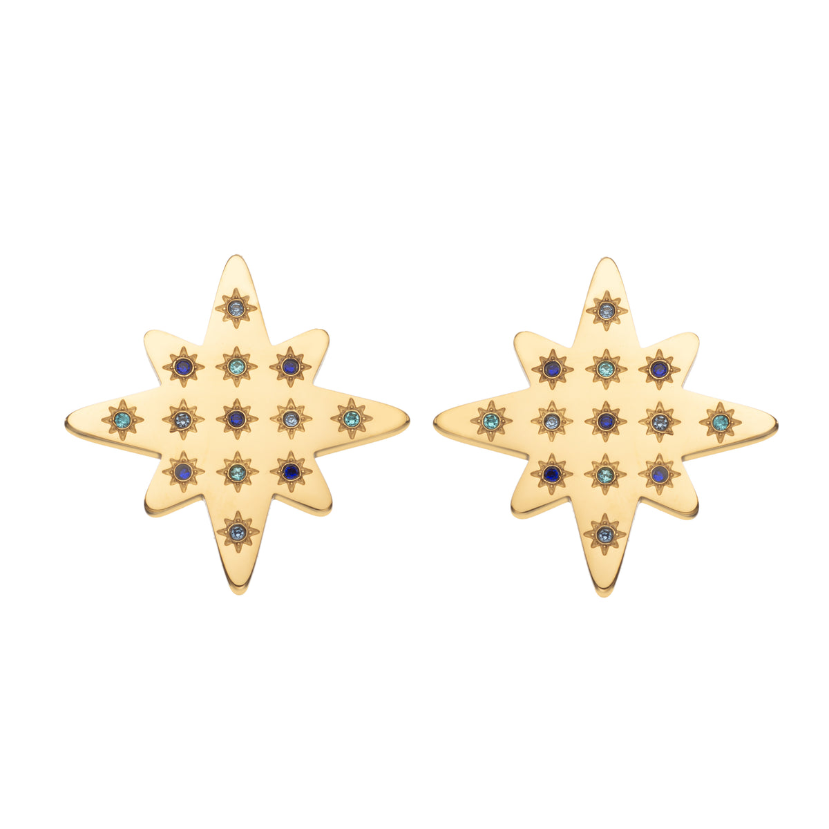 Kiki Gold Multi Star Stud Earrings