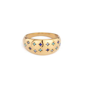 Isabel Gold Multi Blue Chubby Star Ring
