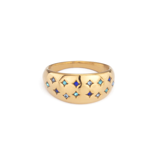 Isabel Gold Multi Blue Chubby Star Ring