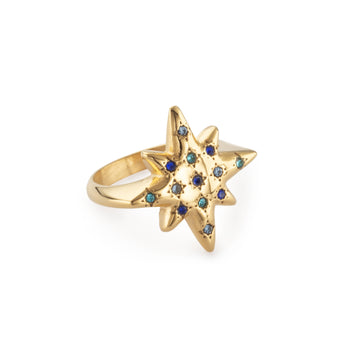 Willow Gold Multi-Blue Chunky Star Ring SIZE L
