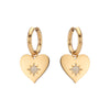 Lucinda Chunky Heart Hoop Earrings - Gold Crystal