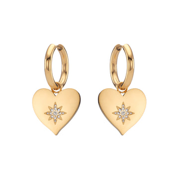 Lucinda Gold Crystal Chunky Heart Hoop Earrings