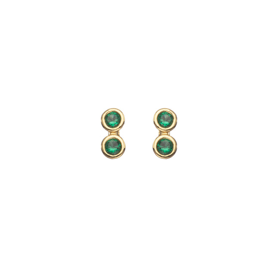 Molly Stud Earrings Gold & Green