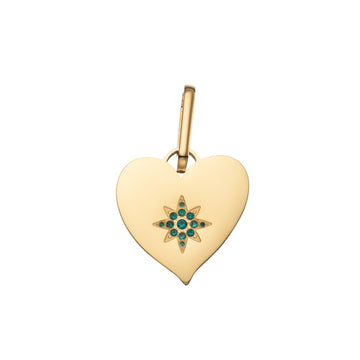 Millie Gold Green Chunky Heart Pendant Charm