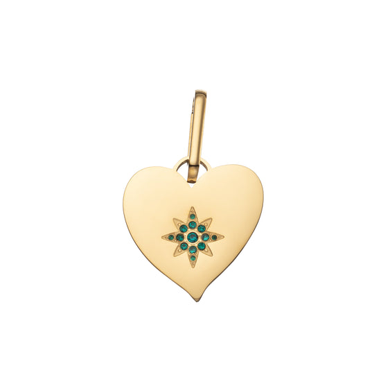 Millie Heart Pendant Charm - Gold Green