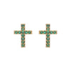 Camilla Cross Stud Earrings Gold & Green
