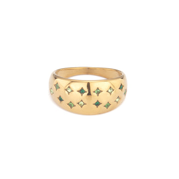 Isabel Gold Multi Green Chubby Star Ring