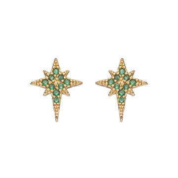 Cosima Star Stud Earrings Gold & Green