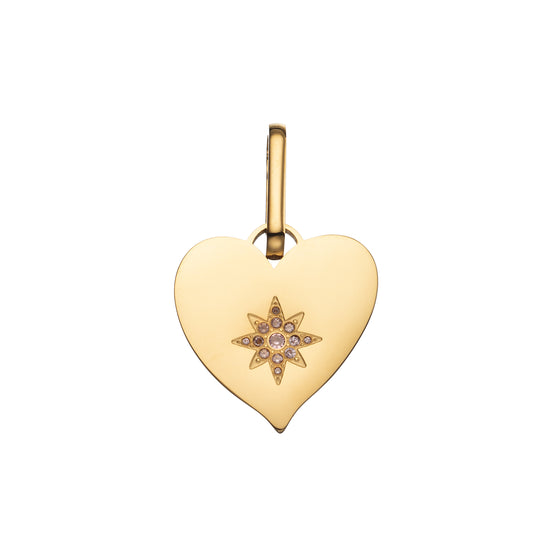 Millie Gold Pink Chunky Heart Pendant Charm