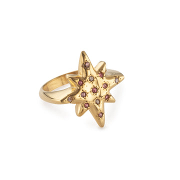 Willow Gold Multi-Pink Chunky Star Ring SIZE N