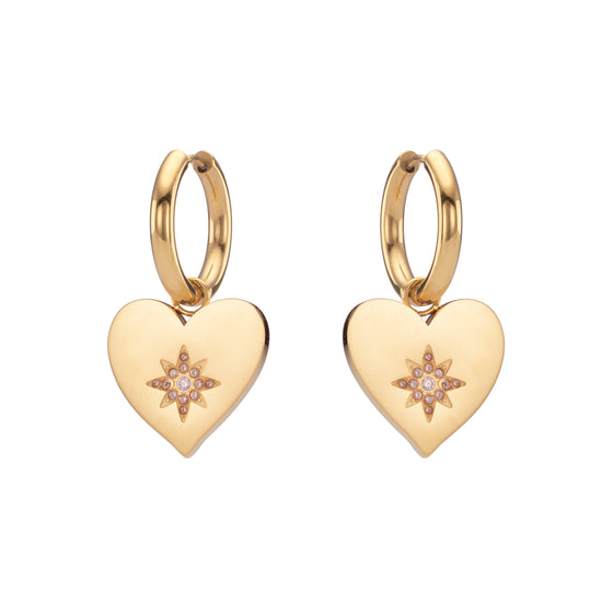 Lucinda Chunky Heart Hoop Earrings - Gold Pink