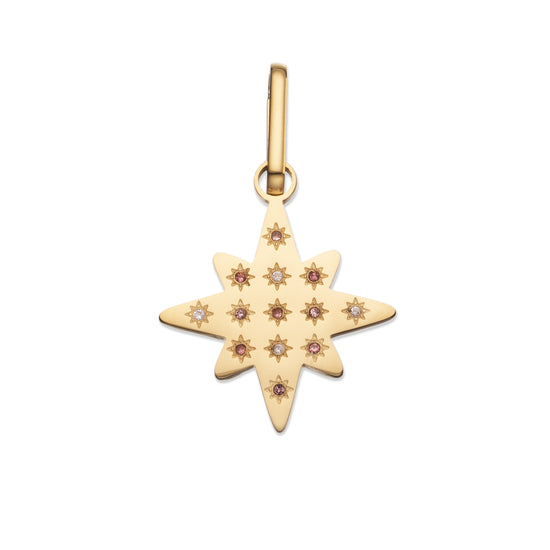 Aleena Star Pendant Charm - Gold Multi-Pink
