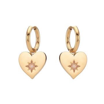 Lucinda Gold Pink Chunky Heart Hoop Earrings