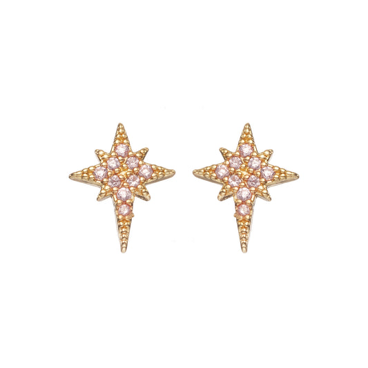 Cosima Star Stud Earrings Gold & Pink