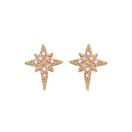 Cosima Star Stud Earrings Gold & Pink
