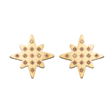 Kiki Gold Multi-Pink Star Stud Earrings