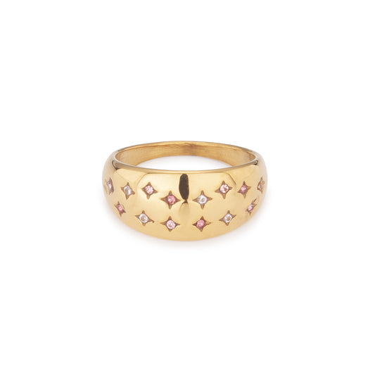 Isabel Gold Multi Pink Chubby Star Ring