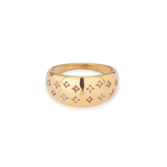 Isabel Gold Multi Pink Chubby Star Ring Size L