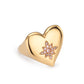 Ruby Gold Pink Chunky Heart Ring SIZE L
