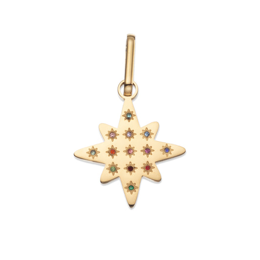 Aleena Gold Rainbow Chunky Star Pendant Charm