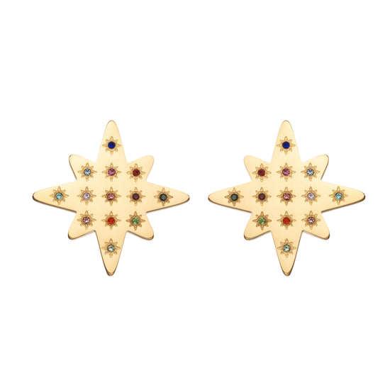 Kiki Star Stud Earrings - Gold Rainbow