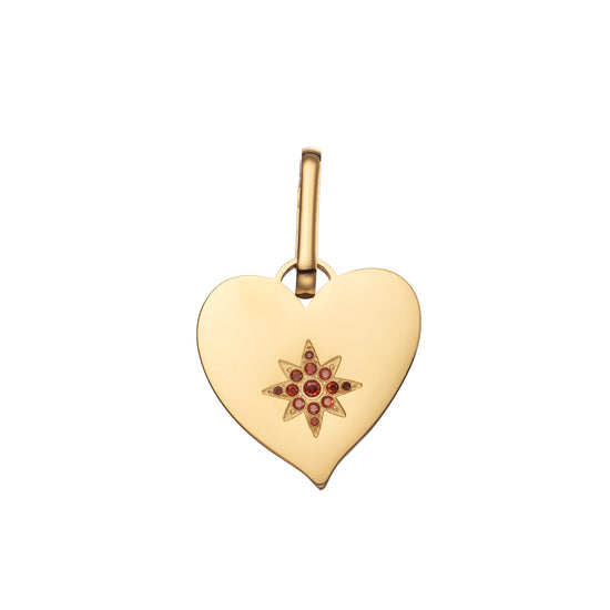 Millie Heart Pendant Charm - Gold Red
