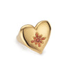 Ruby Gold Red Chunky Heart Ring SIZE N