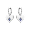 Lucinda Silver Blue Chunky Heart Hoop Earrings