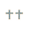 Camilla Cross Stud Earrings Gold & Turqouise