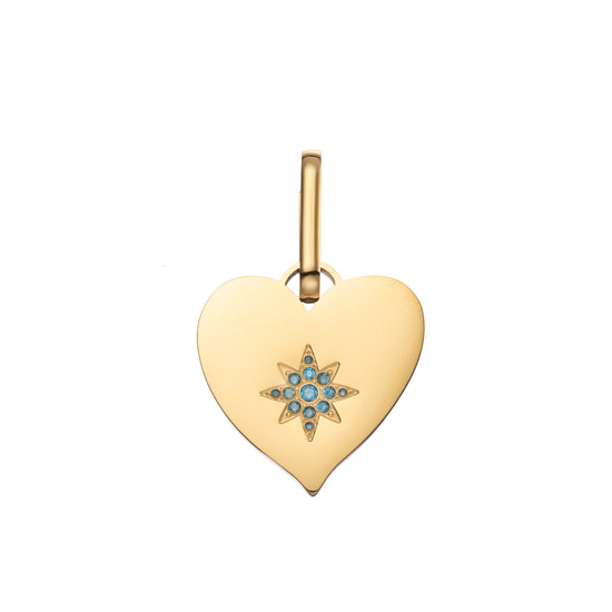 Millie Heart Pendant Charm - Gold Turquoise
