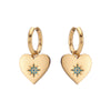 Lucinda Gold Turqouise Chunky Heart Hoop Earrings
