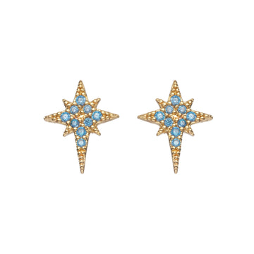 Cosima Star Stud Earrings Gold & Turqouise
