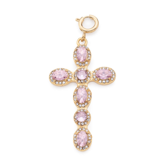 Phoebe Pink Gold Cross Pendant Charm