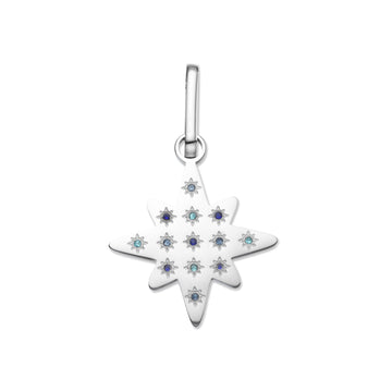 Aleena Silver Multi-Blue Chunky Star Pendant Charm