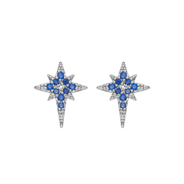 Cosima Star Stud Earrings Silver & Blue